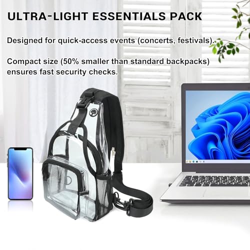 Image of Mildbeer Womens Convertible Clear Backpack, Compact Concert Black Mini