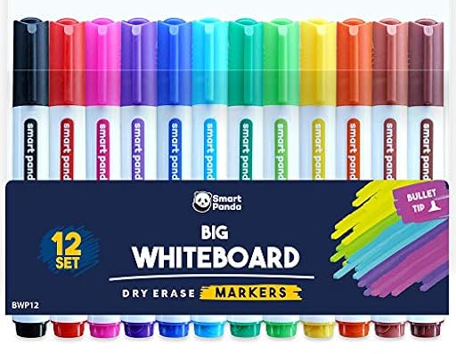 Rotuladores para Pizarra Blanca de SmartPanda – Punta de Bala – Borrado Seco, Ideal para el Hogar, Escuela u Oficina – Juego de 12 Colores Variados | Ya disponible en tu tienda friki favorita! En mundofriki.es!