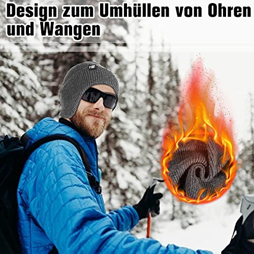 HASAGEI Wintermütze Atmungsaktiv Strickmütze Winter Thermo Mütze Weich Sportmütze Skimütze für Herren und Damen Outdoor