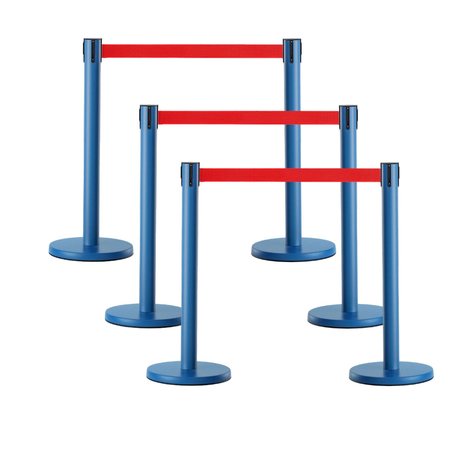 DAJIAYIQI 6 Pack Crowd Control Stanchion Set, Safety Barrier Post with Weighted Rubber Base, 35.43" Queue Barriers, Stable Stanchion Posts for Hotel, Airport, Bank, Store, Event(Blue,1.8m)