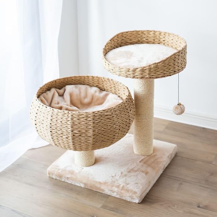 PetPals Group Cozy Eco-Friendly Handwoven Cat Tree with Sisal Scratching Post, 23" H