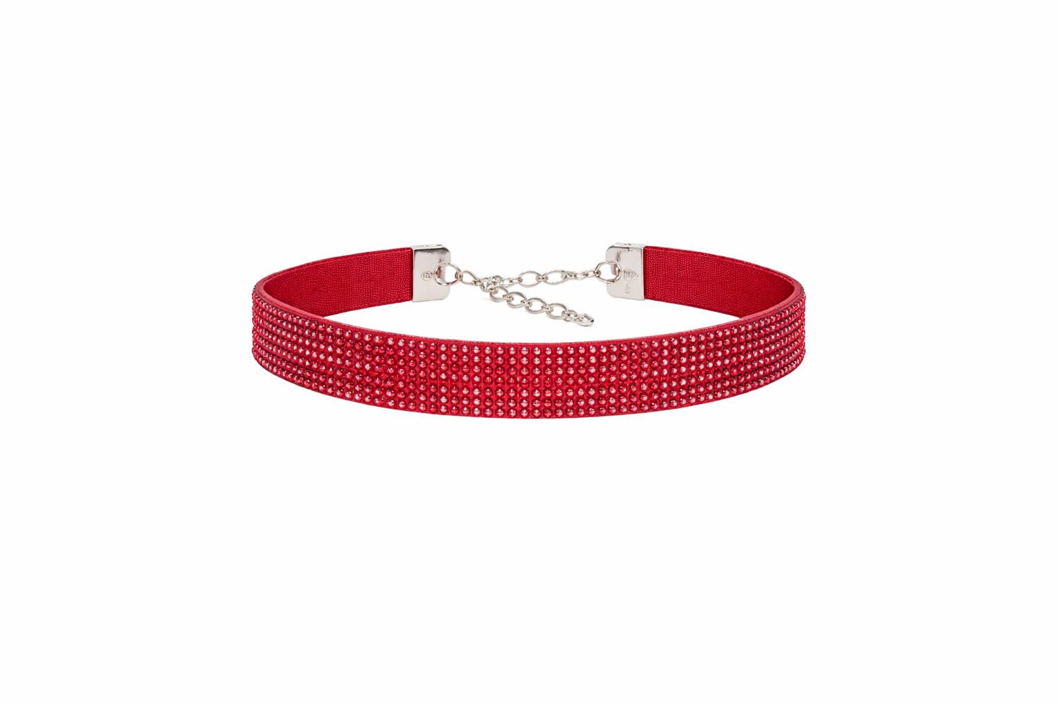 Red Diamond Festival Choker Necklace – 40 cm x 1.7 cm Sparkling Rhinestone Collar, Statement Bling Accessory for Parties & Events