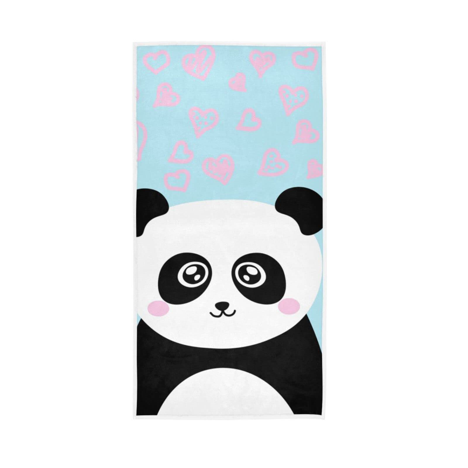 HUYGD Hand Towels Cute Panda Love Decor Fingertip Soft Face Towel Absorbent Bathroom Kitchen Towels