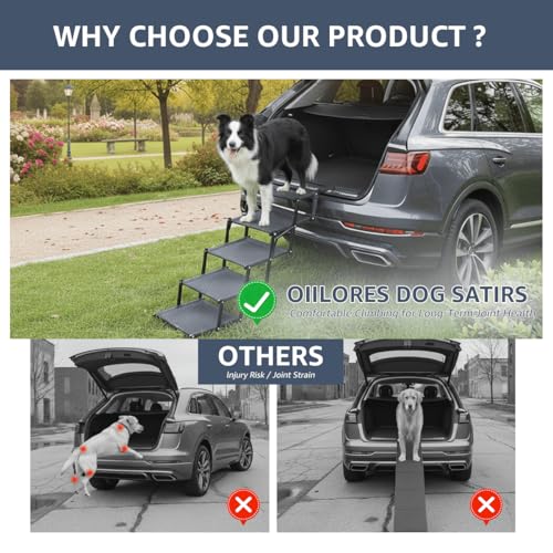 Oiilores Extra Wide 5-Step Dog Stairs