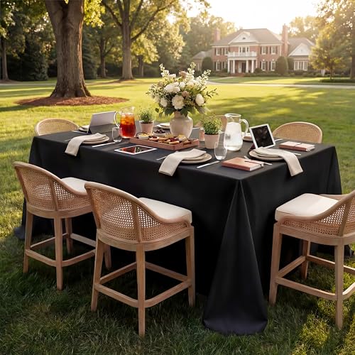 Softalker Rectangle Tablecloth, Waterproof & Stain Resistant Table Cloths Wrinkle Free Fabric Washable 210GSM Polyester Table Cover for Dining/Party/Outdoor - 90 x 156 inch,Black