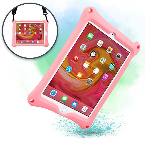 Funda para iPad Air 2 / iPad Pro 9.7, [Funda Resistente de Mano con Correa] Cooper Bounce Strap Funda Todo en uno con Soporte Ajustable, a Prueba de caídas y Golpes - para niños y Adultos (Rosa)