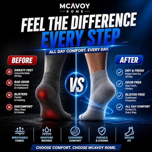 Image of MCAVOY ROME Ankle Length Cotton Socks Men & Women for Sports Unisex Multicolor Socks Ideal for Gym, Casual Wear & Running Odor Free,