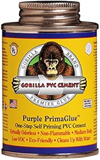 SUPPLY GIANT PS3796P R1584P Gorilla Purple PVC Cement 8 oz Medium Body PrimaGlue