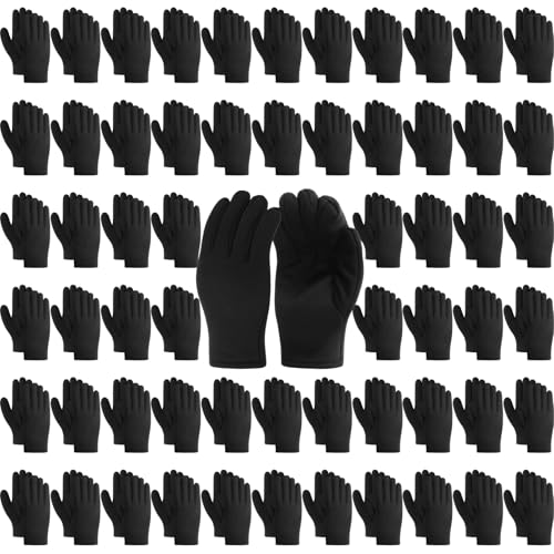 Chicingyou 60 Pairs Jersey Work Gloves Warm General Purpose Garden Gloves with Plush Lining for Men Woman Adult(Black,Relaxed Cuff)