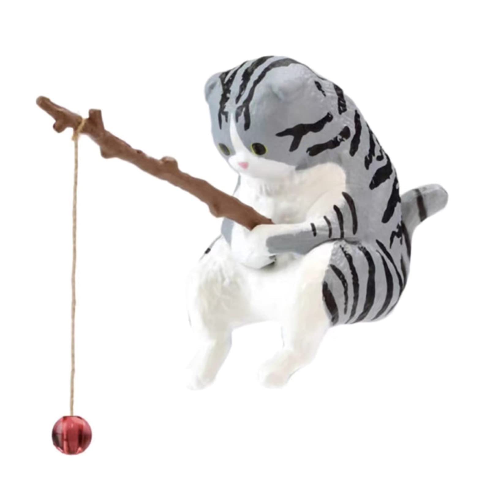 hogtnd Fishing Cats Ornaments Aquarium Decoration Fish Tanks Landscaping Cartoon Cats Statue Miniature Resin Figure Home Decorations Aquarium Decoration