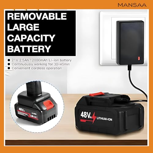 Image of MANSAA Car Washer High Pressure Gun, 48V 12000mAh Cordless Pressure Washer, Portable High Pressure Water Gun for Car Wash, Bike Washing Jet Spray Gun Machine, Adjustable Nozzle -Without Box (Black)