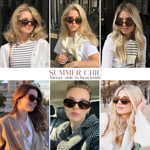 mosanana Oval Retro Trendy Sunglasses for Women 90s Style MS523714