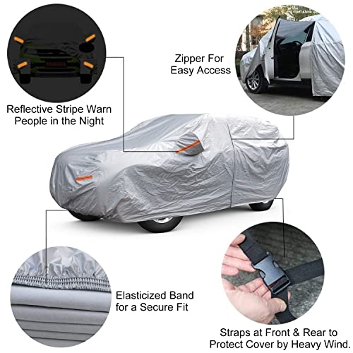 Image of SEAZEN 6 Layers Wrangler Car Cover Waterproof All Weather, Heavy Duty Car Cover for 4 Door Wrangler CJ,YJ, TJ & JK, Outdoor UV Wind Protection Cover with Driver Door Zipper (Wrangler 4 Door)