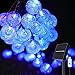 Solar lichterkette aussen, COOLAPA außen solar lichterkette, Lichterkette mit 50er LED Kristallkugeln 8 meter garten lichterkette außen für Zimmersdekorationen, Hochzeiten, Partys (Blau)
