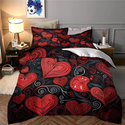 Housse de couette Cœurs 3D en microfibre haute densité résistante lit 135x200 - 6