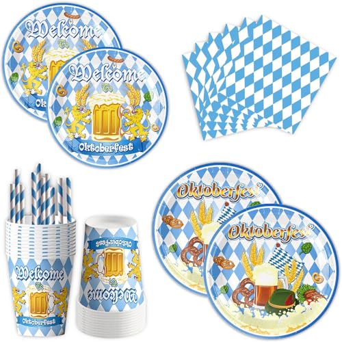 60 Stück oktoberfest pappteller set, bayrische deko,enthält...