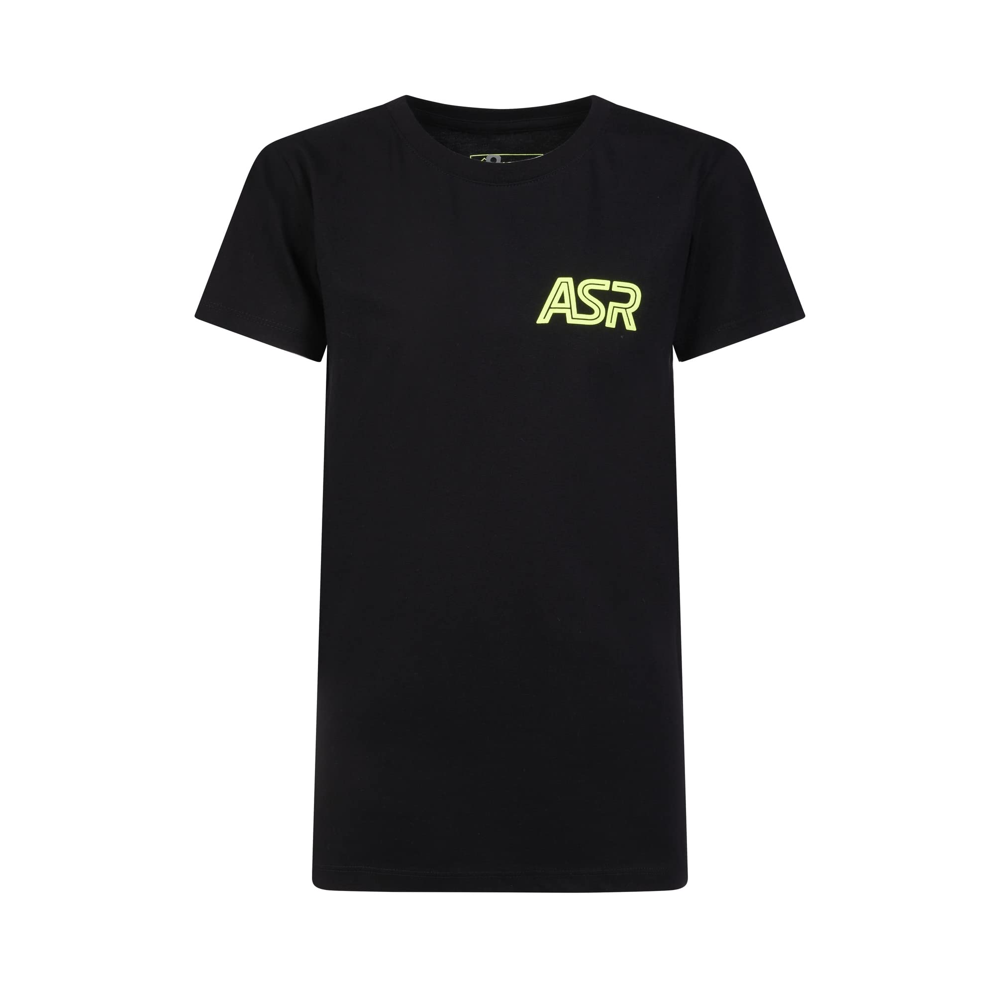 AS Roma Women's T-Shirt, Black & Fluorescent Yellow, S, 100% Cotton