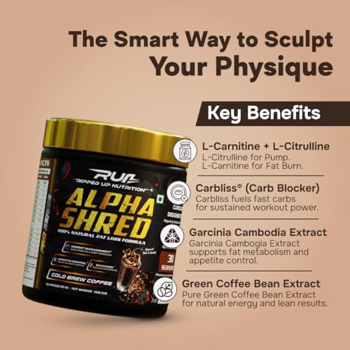 Image of Ripped Up Nutrition Alpha Shred Fat Burner - 150g, Spicy Guava | With Carbliss for Blocking Carbs by 40-60% | Weight Management & Metabolism Booster | Enriched with Garcinia Cambogia, Coffee Bean Extra, Caffeine