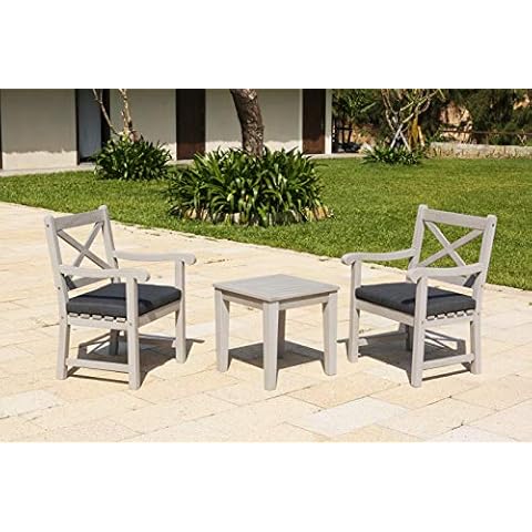 Backyard Furniture Belgrave Luxury Solid Hardwood Grey Balcony Set with Cushions and Weatherproof Furniture Cover Cover