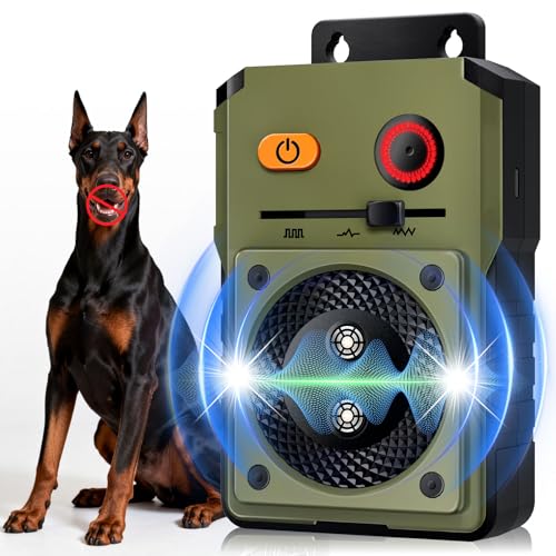 DJNFGQ Anti Barking Device for Dogs, Rechargeable Ultrasonic Dog Control Devices, Auto Bark Deterrent Devices with 3 Modes,33FT Silencer Sonic Barking Deterrent Indoor/Outdoor Safe for Dog & People