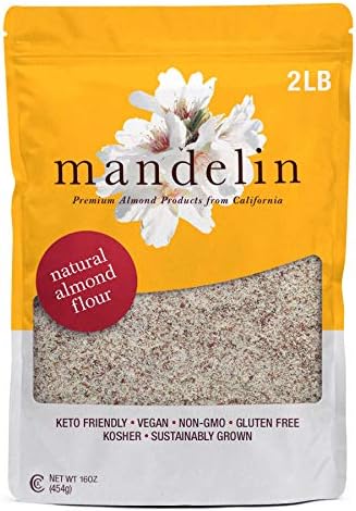 Mandelin Grower Direct Pure Natural Almond Flour with Skin (2 lb), Non-GMO, Gluten Free, Vegan, Keto, Plant Based Diet Friendly, Kosher for Passover, Every Batch Tested for Quality