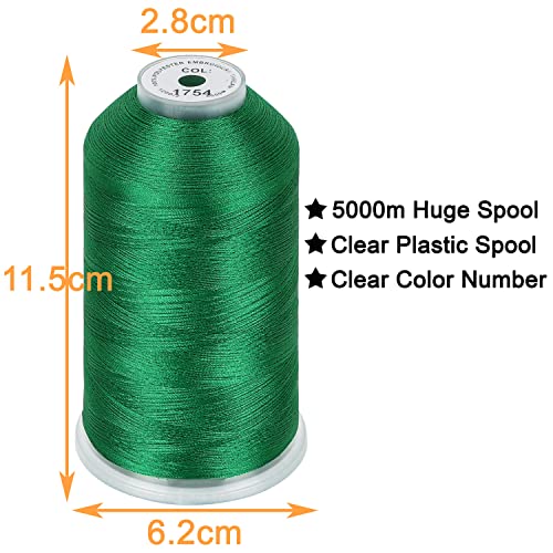 New Brothread - 2 Huge Spools 5000M Each Polyester Embroidery Machine Thread 40Wt For Commercial And Domestic Machines - Christmas Green #TOP1