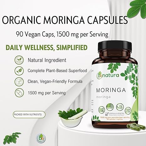 Miniatura 4 de Guanábana Hoja Seca Té (té de hojas de guanábana seca) Combo, bolsa de 4 onzas + Moringa 90 cápsulas orgánicas, 1500 mg por porción  100% natural,