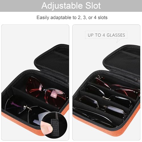 Image of Bukere Travel Sunglasses Organizer Case Adjustable Slot For Multiple Eyeglasses Hard-shell Portable Storage Box for Men Women