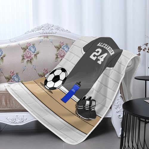 GoTussWO Custom Soccer Sport Player Jersey Dark Grey Weighted Blanket Cooling Laye, Keep Cooling All Night,30x40Inch