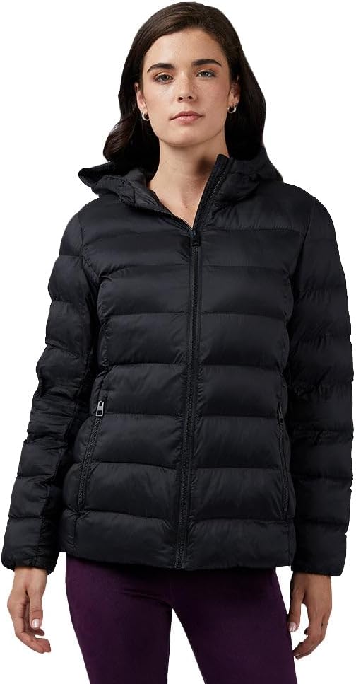 32 Degrees Heat Women’s Lightweight Packable Hooded Jacket – Water Resistant Travel Puffer