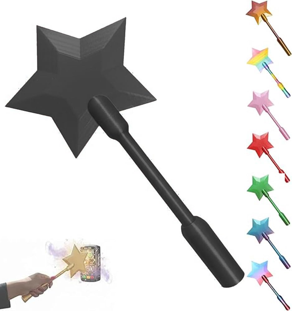 HshDUti Credit Card Wand, 3D Printed Wand Taps To Pay, Star Magic Wands Contactless Payment Card Holder, Contactless Payment Cards Holder for Kids Teens Adults Cosplay Magicians Performers (Black)