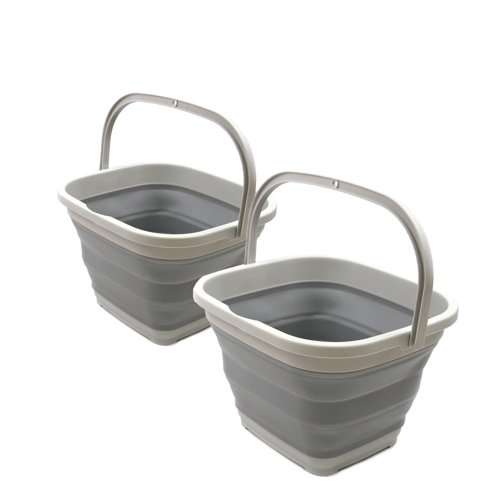 SAMMART 10.6L Collapsible Rectangular Handy Basket/Bucket (Grey (Set of 2))