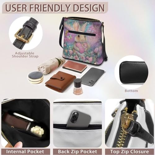Image of Leather Women Crossbody Hobo Bag Satchel Purse Handbag with Adjustable Shoulder Strap and Zipper Pockets