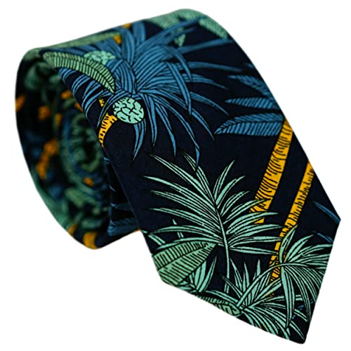 Image of BELLUNO Men's Cotton Floral Skinny Tie, 2.5 inch Width, with Gift Box