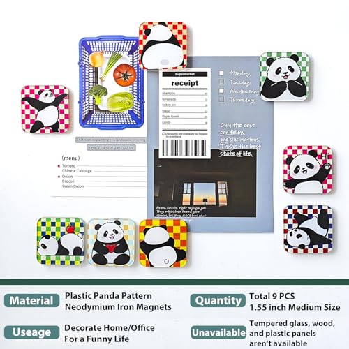 9 imanes decorativos de nevera con diseño panda miniatura 2