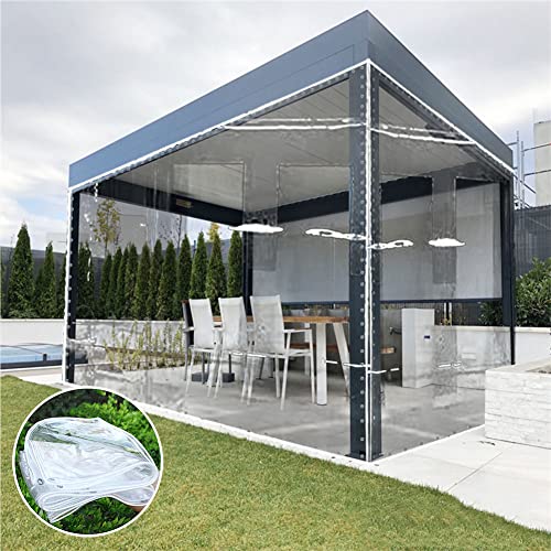 MYJHUIY Transparente Außenvorhänge Vinylvorhang für den Außenbereich, wasserdicht transparent staubdicht reißfest mit Öse, transparente Plane für Gartenpavillon im Freien Pergola(200 cm x 500 cm) Cover