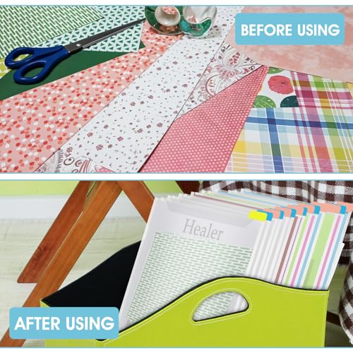 Image of 36PCS Scrapbook Paper Storage Organizer 12 x 12 Inch Clear Scrapbook Paper Organizer with 120PCS Sticky Index Tabs Holds Scrapbooks Papers, Cardstock, Vinyl Papers