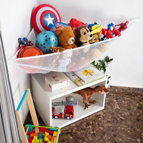 HOMYBABY® Organizador Peluches [x2] - Juego de Hamacas Gigantes para Almacenar Juguetes - Almacenamiento para Guardar Juguetes - Red Juguetes Bañera (2 unidades)