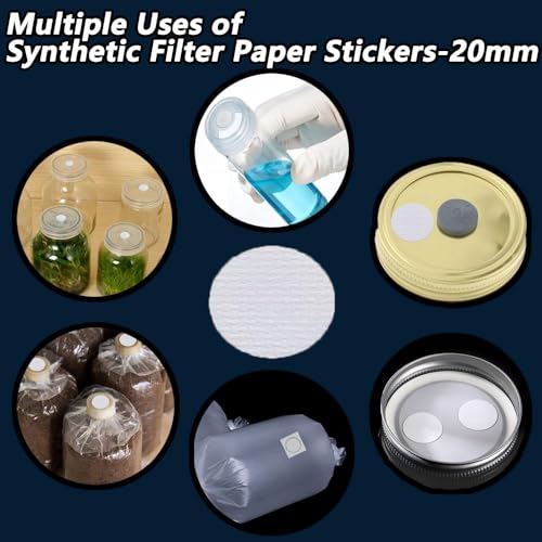 Image of Mushroom Growing Supplies 0.25 μm - 32Pcs 20mm & 18Pcs 68mm Filter Filter Disc Mushroom,Membrane Filter Sticker, Mycology Supplies,Applied Under Wide Mouth Jar Lid for Mushroom Cultivation