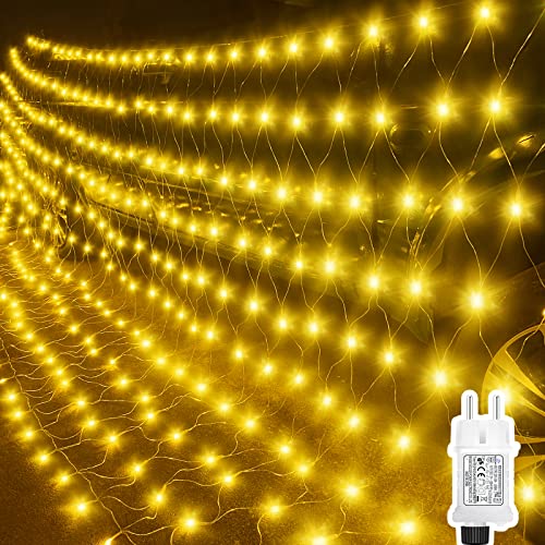 OBOVO LED Lichterkette Netz 3*2M, 200 LED Weihnachtsbeleuchtung Lichternetz mit Speicherfunktion und Timer, 8 Beleuchtungsmodi Warmweiß Lichterkette mit Stecker für Innen/Außen Weihnachten Party Deko Cover