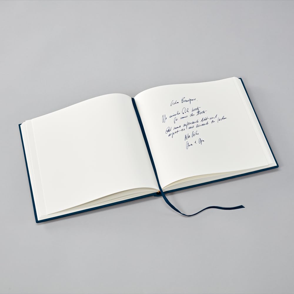 Semikolon 353519 Livre d'or - 25 x 23 cm - avec 180 pages vierges à personnaliser, marque-page - bleu marine foncé