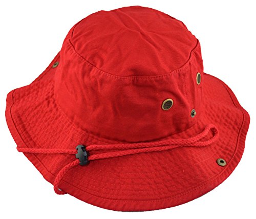 NH Men's Cotton Safari Bucket Fisherman Hat with String L/XL Red
