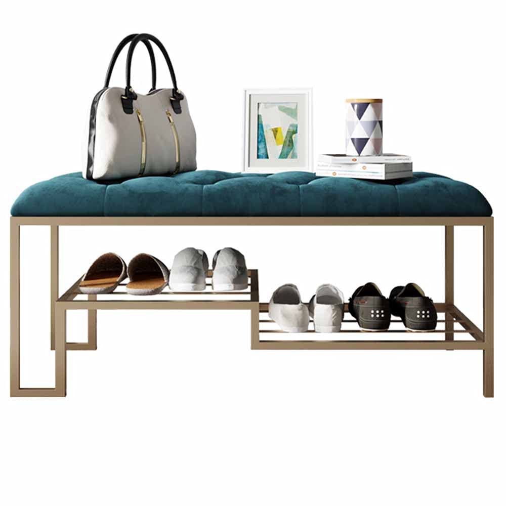 Banc à chaussures en daim avec rangement de 45 cm pour entrée ordonnée