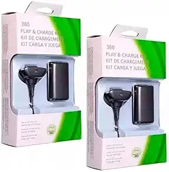 Kit 2 Baterias Recarregáveis Para Controle Manete Joystick Sem Fio Xbox 360 + Cabo Usb Carregador incluso