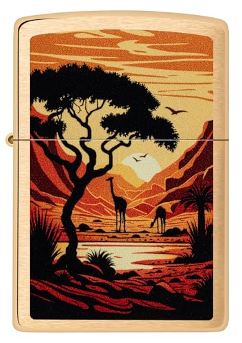 Encendedor Zippo Giraffes in The Wild Brushed Brass miniatura 2