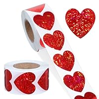 Guduling 1000pcs Glitter Stickers, Sparkly Love Heart Stickers, Heart Stickers for Scrapbooking, 1in Glitter Hearts Sticker for Children Women Party, Card, Envelope Decoration, Red