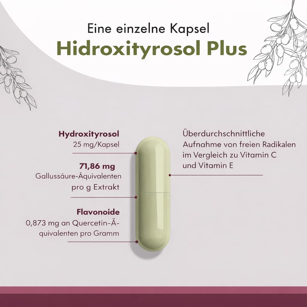 Granatum Plus - Hydroxytyrosol Plus - Nahrungsergänzungsmittel - Gewonnen aus Extra Nativem Olivenöl - Antioxidatives Supplement - Allgemeines Wohlbefinden - Hergestellt Spanien - 1 Box 60 Tabletten