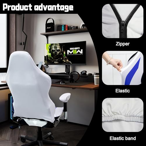 Image of Gaming Chair Covers (No Chair),Office Computer Chair Cover,Jacquard Stretch Prevent Cat Scratching Computer Chair Slipcovers,for Gamer Computer Chair Replacement Protector Cover,Superhero Grey