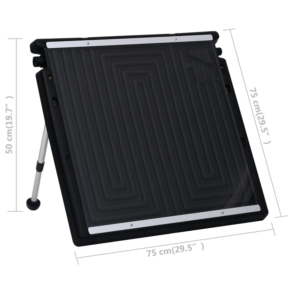 Collettore solare per piscina, 75 x 75 cm, nero, riscaldamento solare con piedini di supporto regolabili da 40 a 60 gradi, per piscine fuori terra con filtro, pannello riscaldante da 5 litri