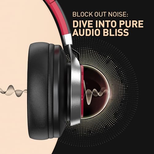 Image of AILIHEN Headphones Wired for Computer with Microphone, Over-Ear Foldable Noise Isolation Headsets with Volume Control 3.5mm for Teens Adult Smartphones Chromebook (Red)